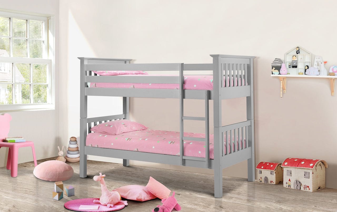 Julian Bowen Bunk Bed Single 90cm 3ft Barcelona Bunk Dove Grey Bed Kings