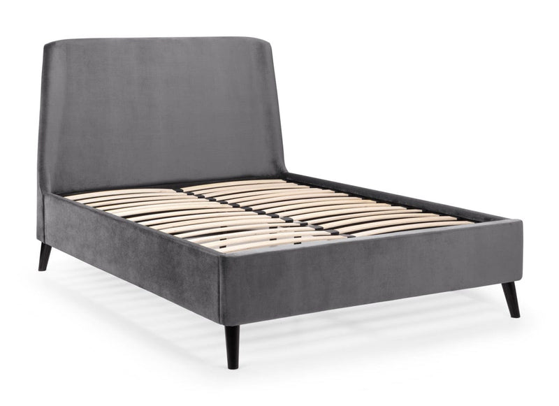Julian Bowen Fabric Bed Frida Curved Velvet Bed - Grey Bed Kings