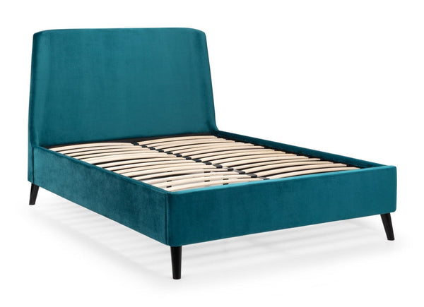 Julian Bowen Fabric Bed Frida Curved Velvet Bed - Teal Bed Kings