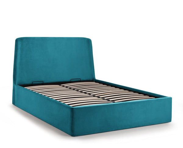 Julian Bowen Fabric Bed Frida Storage Ottoman Bed - Teal Bed Kings