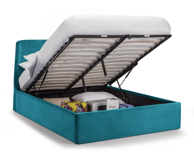 Julian Bowen Fabric Bed Frida Storage Ottoman Bed - Teal Bed Kings