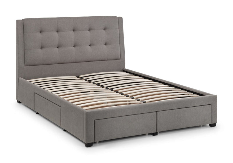 Julian Bowen Fabric Bed Fullerton 4 Drawer Bed - Grey Bed Kings