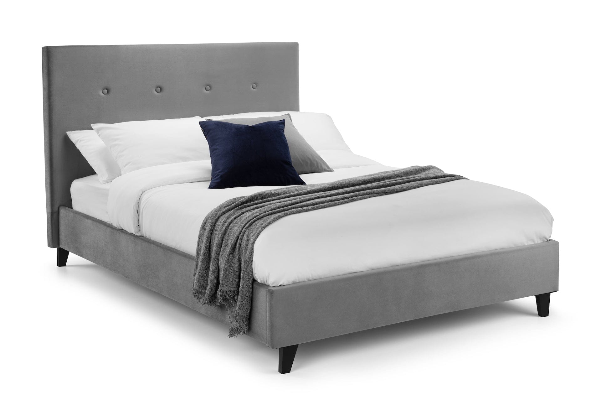 Julian Bowen Fabric Bed Shoreditch High Headboard Bed - Slate Grey Bed Kings
