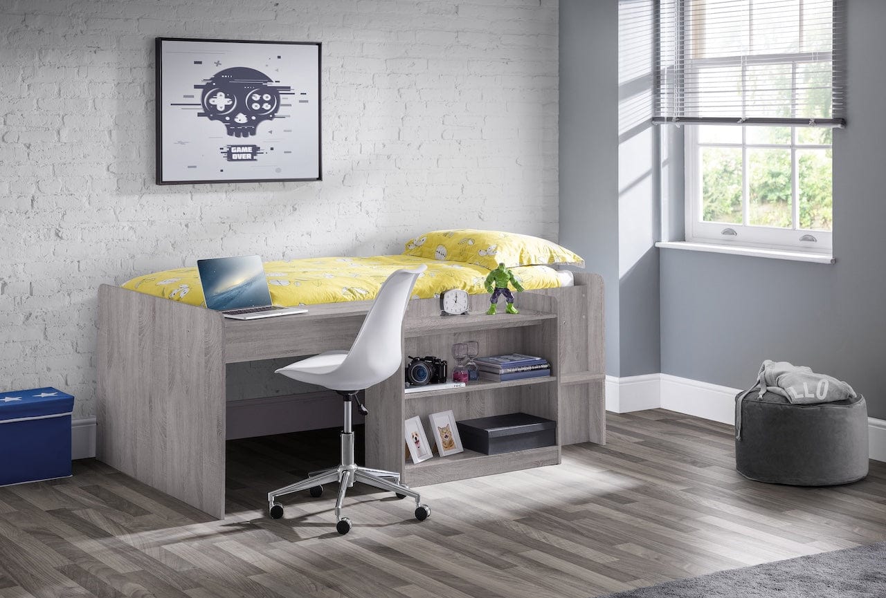 Julian Bowen Mid Sleeper Bed Single 90cm 3ft Neptune Midsleeper Grey Oak Bed Kings