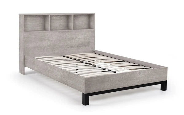 Julian Bowen Wood Bed Bali Bookcase Bed- Grey Oak Bed Kings