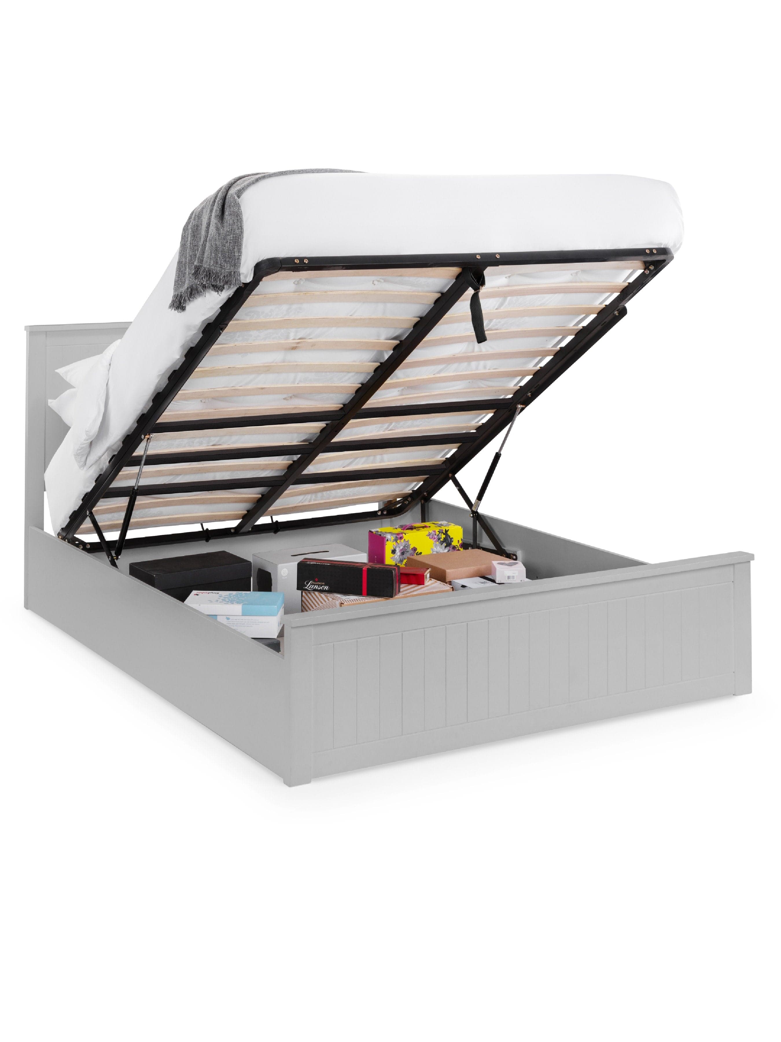 Julian Bowen Wood Bed Maine Ottoman Bed - Dove Grey Bed Kings