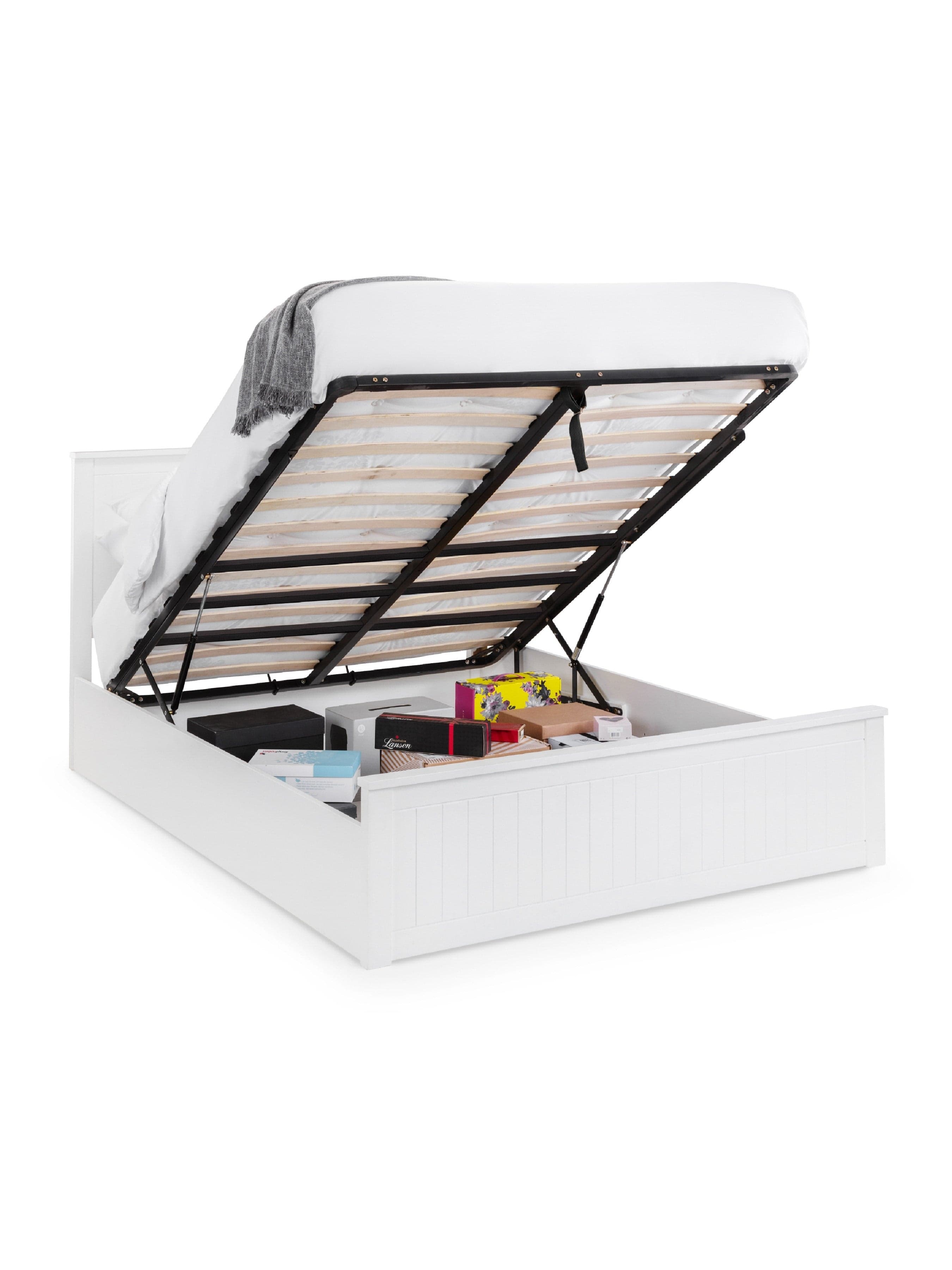 Julian Bowen Wood Bed Maine Ottoman Bed - Surf White Bed Kings