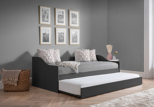 Julian Bowen Wood Bed Single 90cm 3ft Elba Day Bed - Anthracite Bed Kings