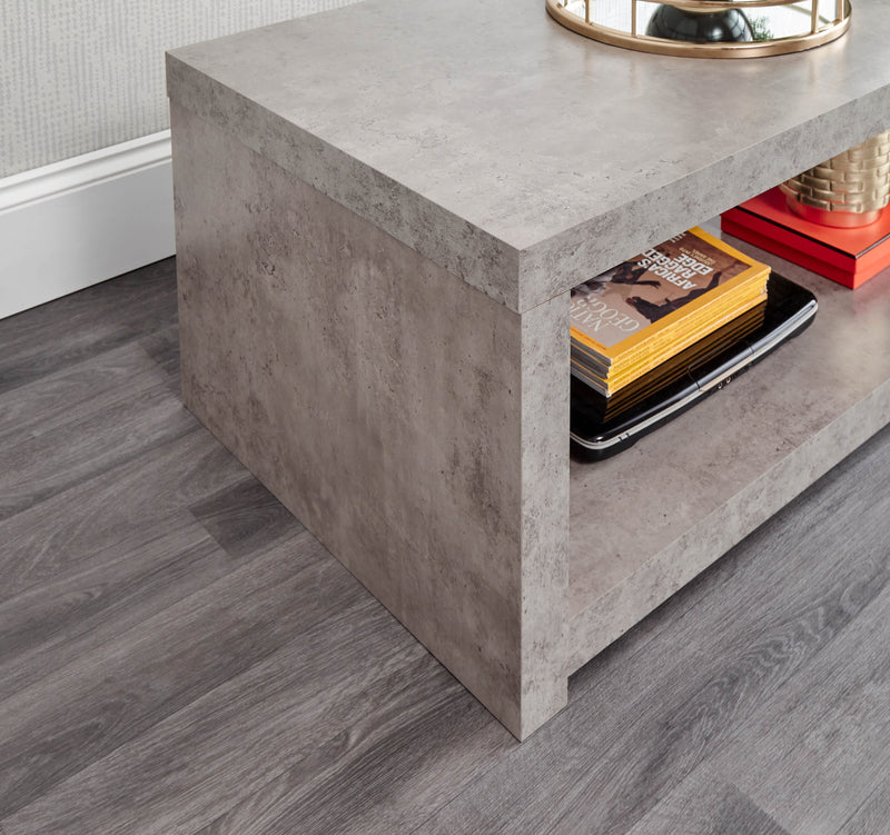 GFW Coffee Table Bloc Coffee Table With Shelf Concrete - GFW Bed Kings