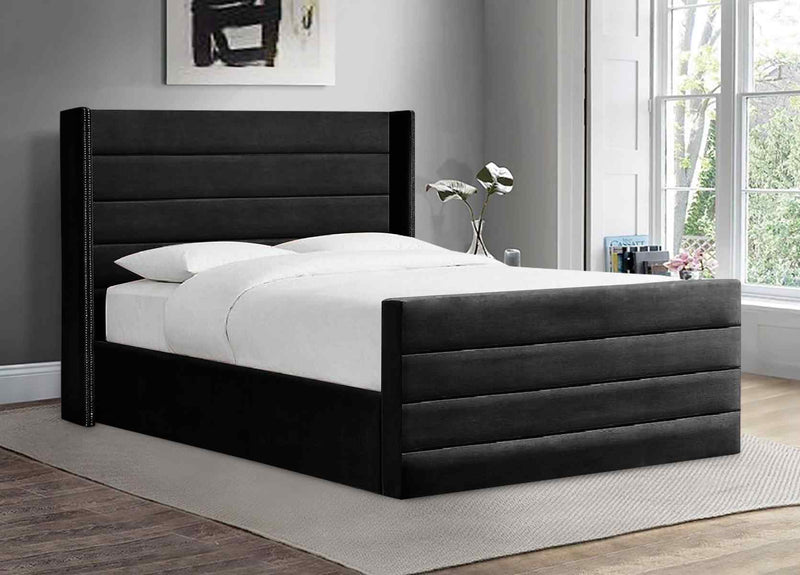 Envisage Fabric Bed Single 90cm 3ft / Black Enzo Bed Frame Soft Plush Velvet - choice of colours envisage Bed Kings