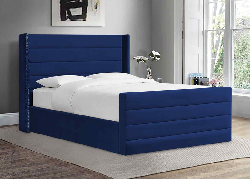 Envisage Fabric Bed Single 90cm 3ft / Blue Enzo Bed Frame Soft Plush Velvet - choice of colours envisage Bed Kings