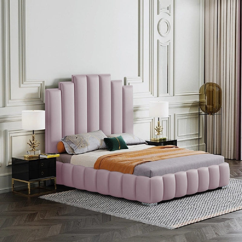 Envisage Fabric Bed Single 90cm 3ft / Pink Leisa Bed Frame Soft Plush Velvet - Choice Of Colours Bed Kings