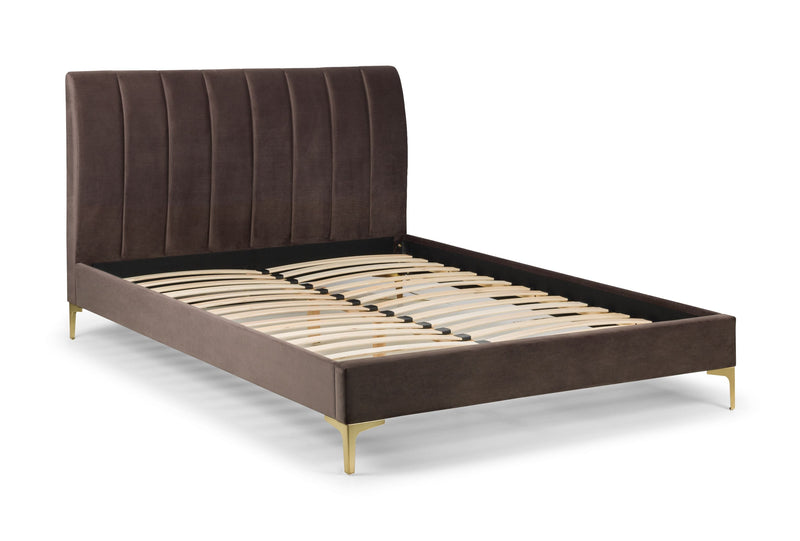Julian Bowen Fabric Bed Deco Truffle Velvet & Brushed Gold Bed Frame Bed Kings
