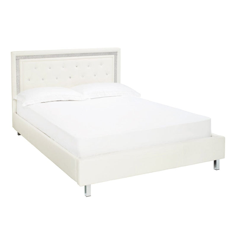 LPD Leather Bed Crystalle White Bed Frame Bed Kings