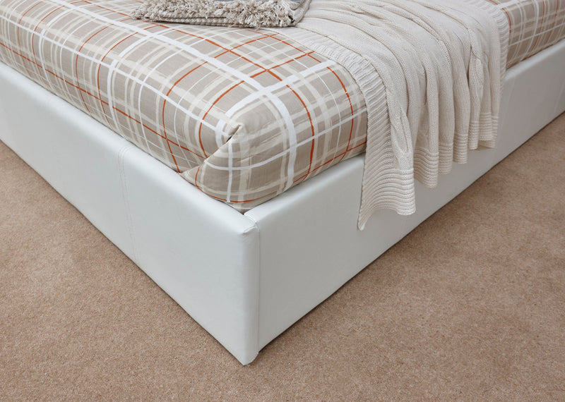GFW Leather Storage Bed End Lift Ottoman Bed White Bed Kings