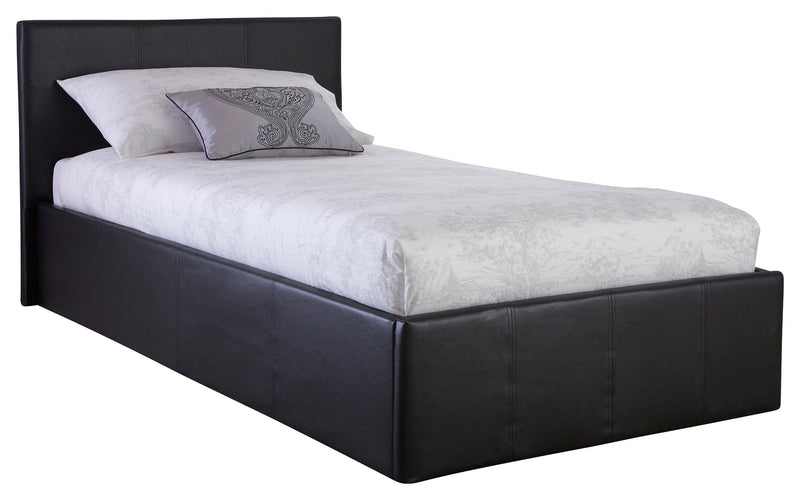 GFW Leather Storage Bed Side Lift Ottoman Bed Black Bed Kings