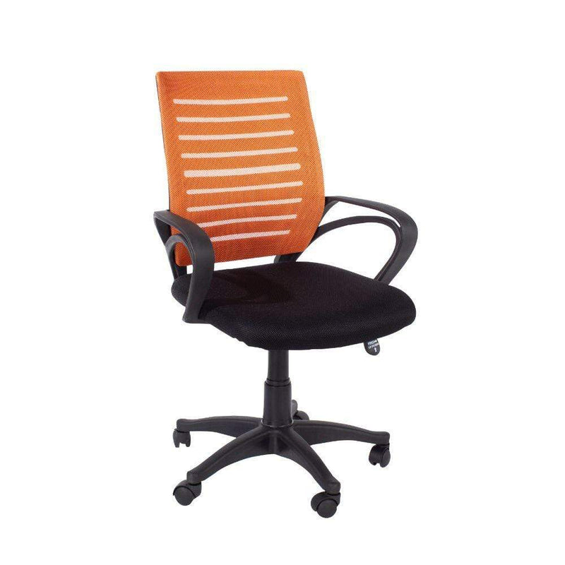 Core Products Office Chair Loft Home Office - Study Chair With Arms, Orange Mesh Back, Black Fabric Seat & Black Base - Black/Orange Bed Kings