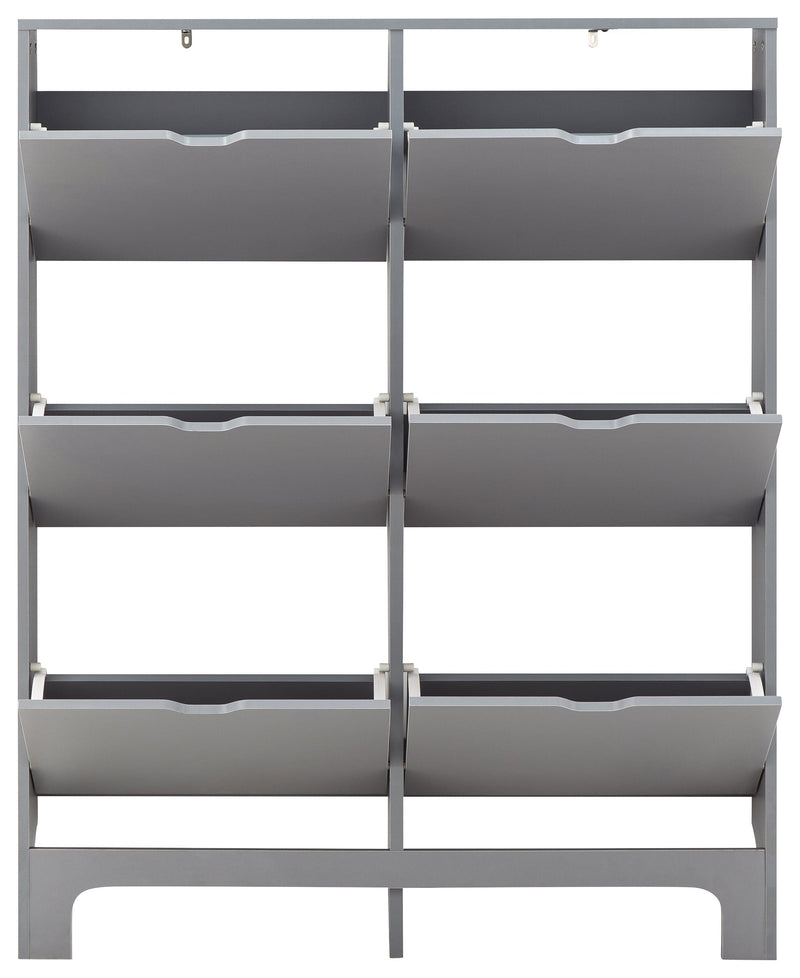 GFW Shoe Cabinet Narrow 6 Drawer Shoe Cabinet Grey Bed Kings