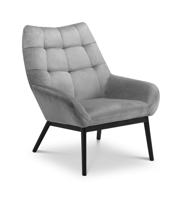 Julian Bowen Accent Chair Lucerne Velvet Chair - Grey Bed Kings