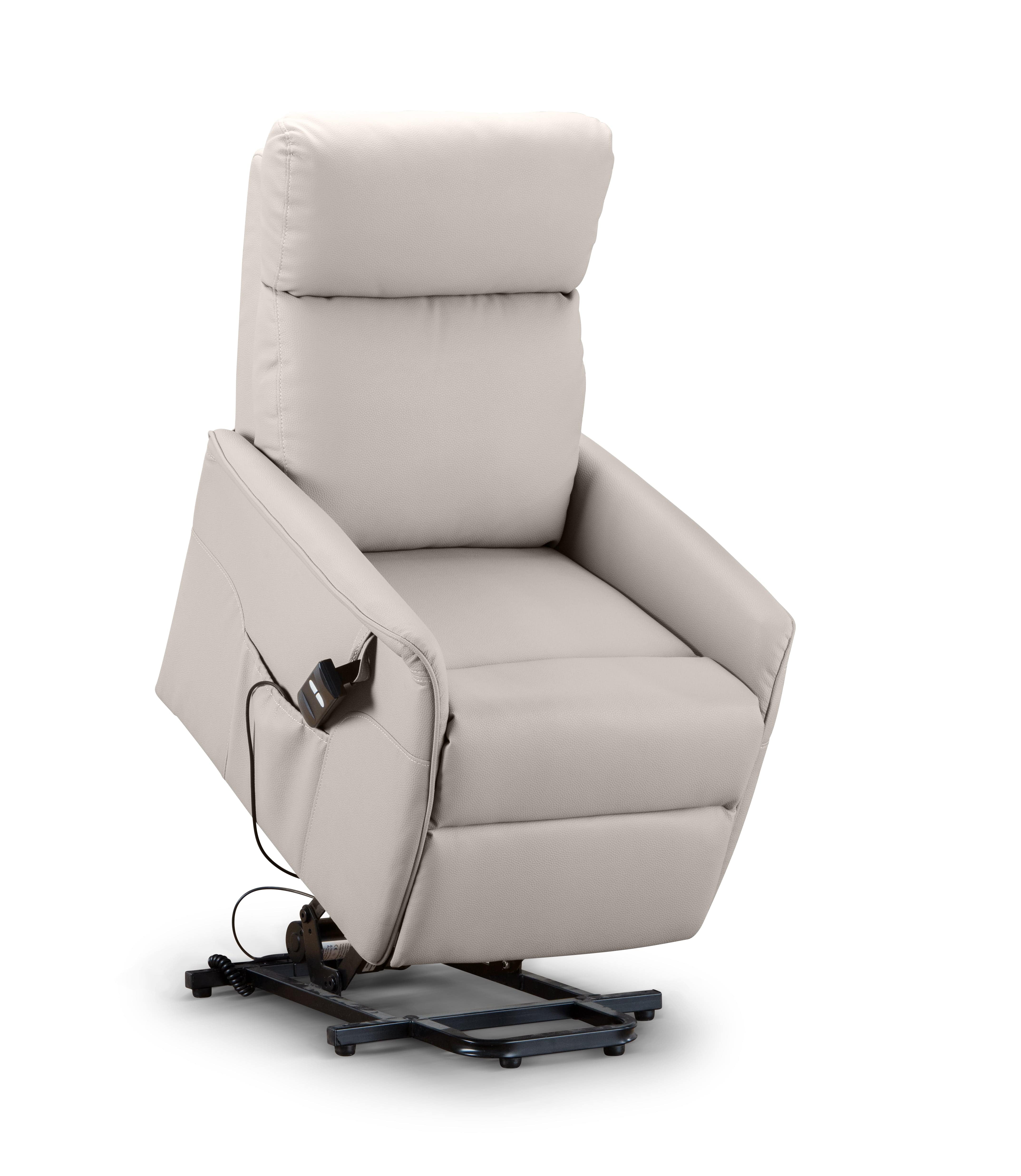 Julian Bowen Armchair Helena Rise & Recline Chair Pebble Faux Leather Bed Kings