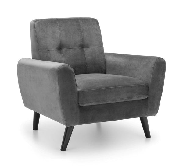 Julian Bowen Armchair Monza Chair In Dark Grey Velvet Bed Kings