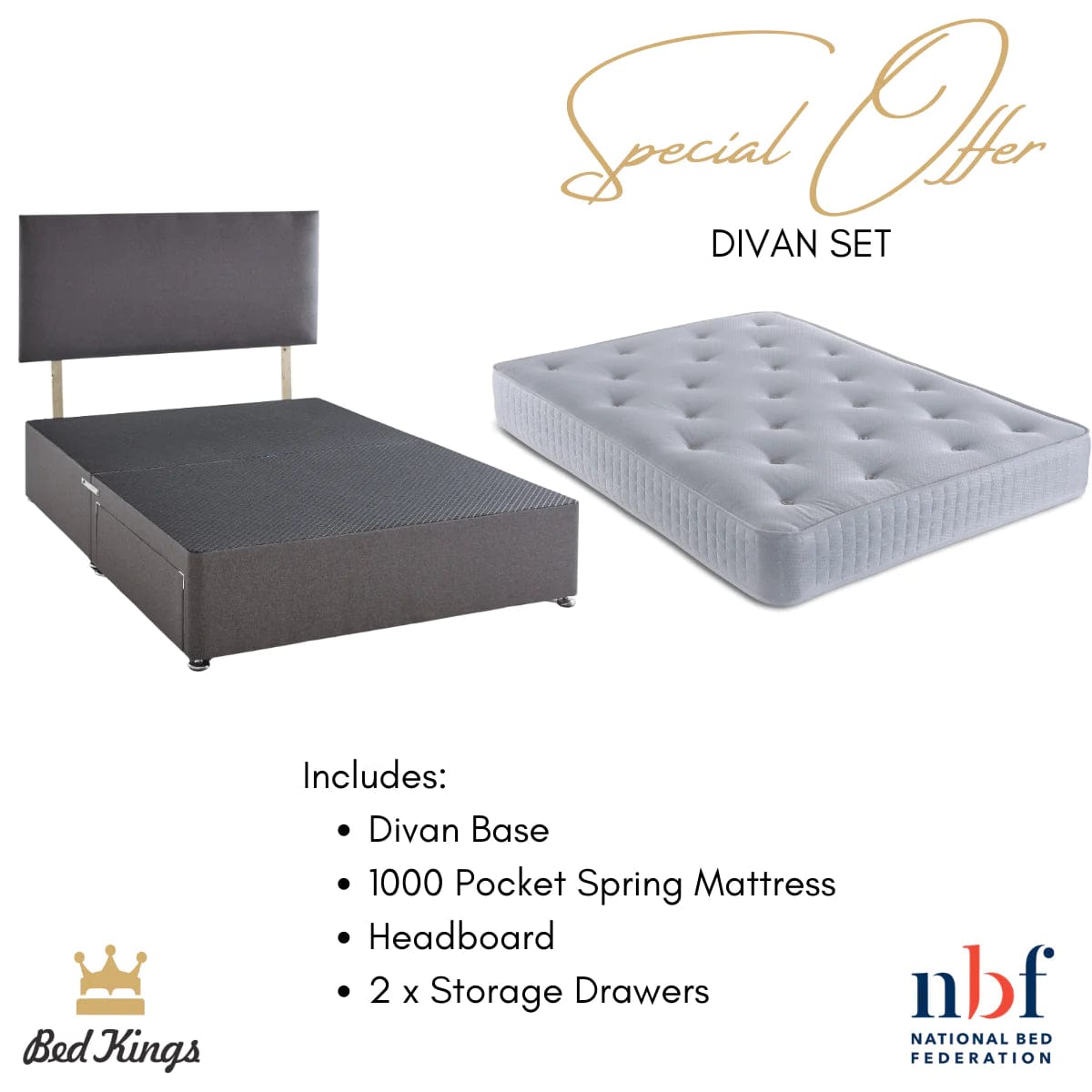 GFW Bedroom Set Kendal 4 Piece Bedroom Set - Slate Blue Bed Kings