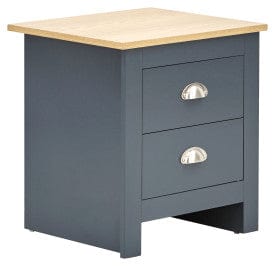 GFW Bedside Cabinet Lancaster 2 Drawer Bedside Slate Blue - Twin Pack Bed Kings
