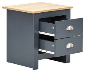 GFW Bedside Cabinet Lancaster 2 Drawer Bedside Slate Blue - Twin Pack Bed Kings