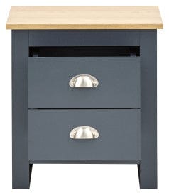 GFW Bedside Cabinet Lancaster 2 Drawer Bedside Slate Blue - Twin Pack Bed Kings