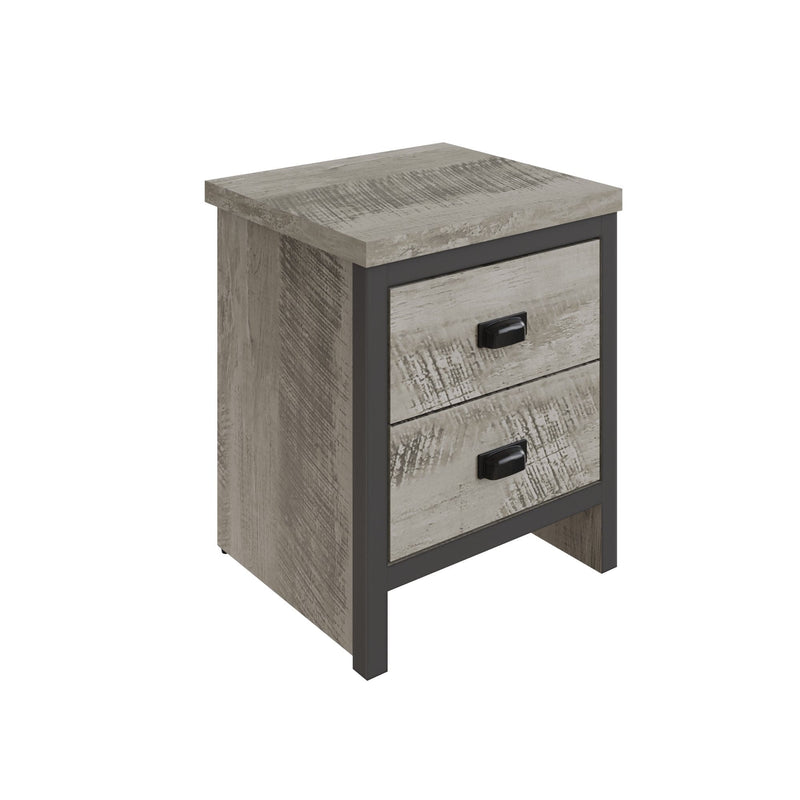 GFW Bedside Table Boston 2 Drawer Bedside Table Grey Bed Kings