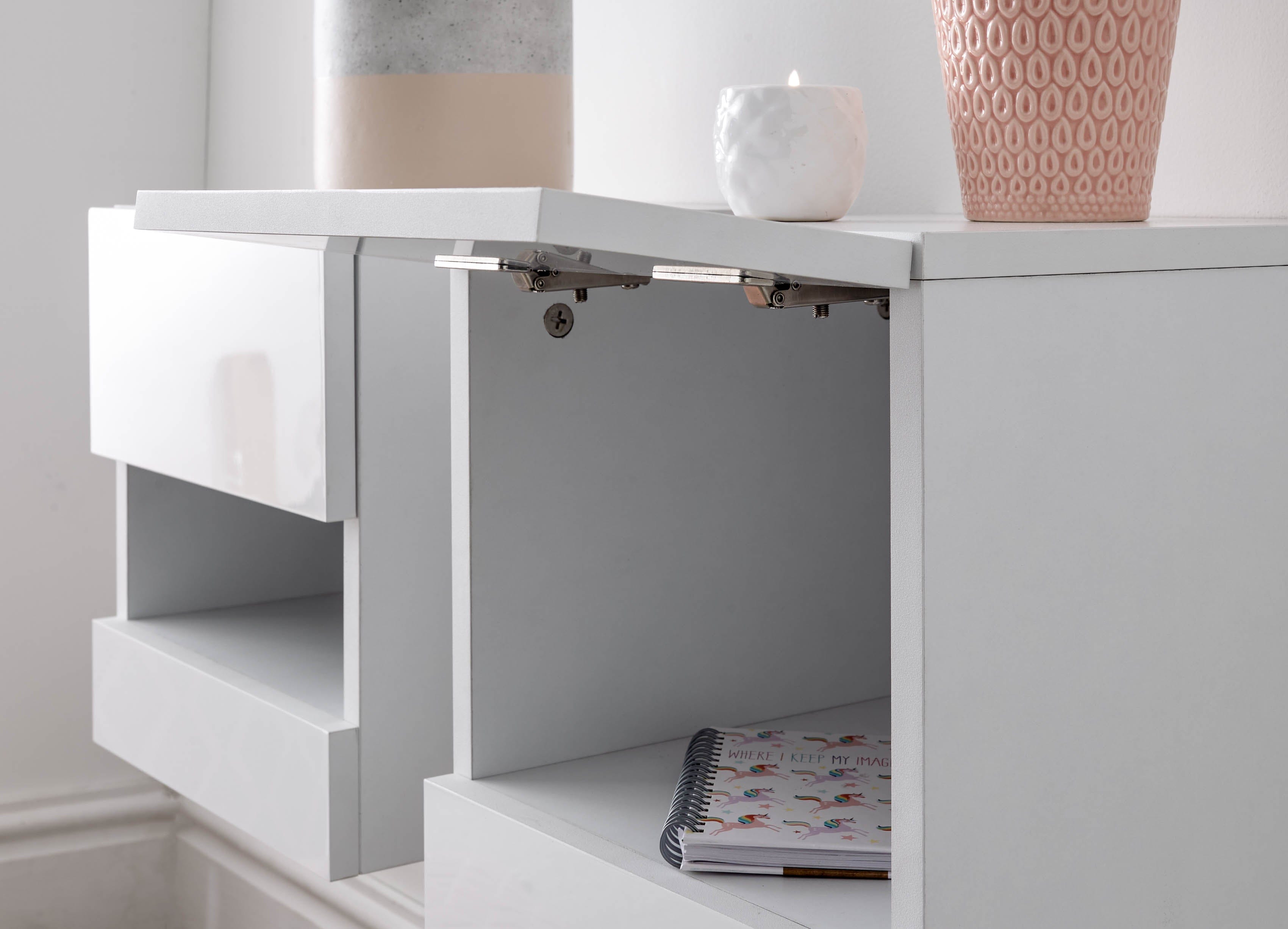 GFW Bedside Table Galicia Pair Of Wall Hanging Bedside Tables White Bed Kings