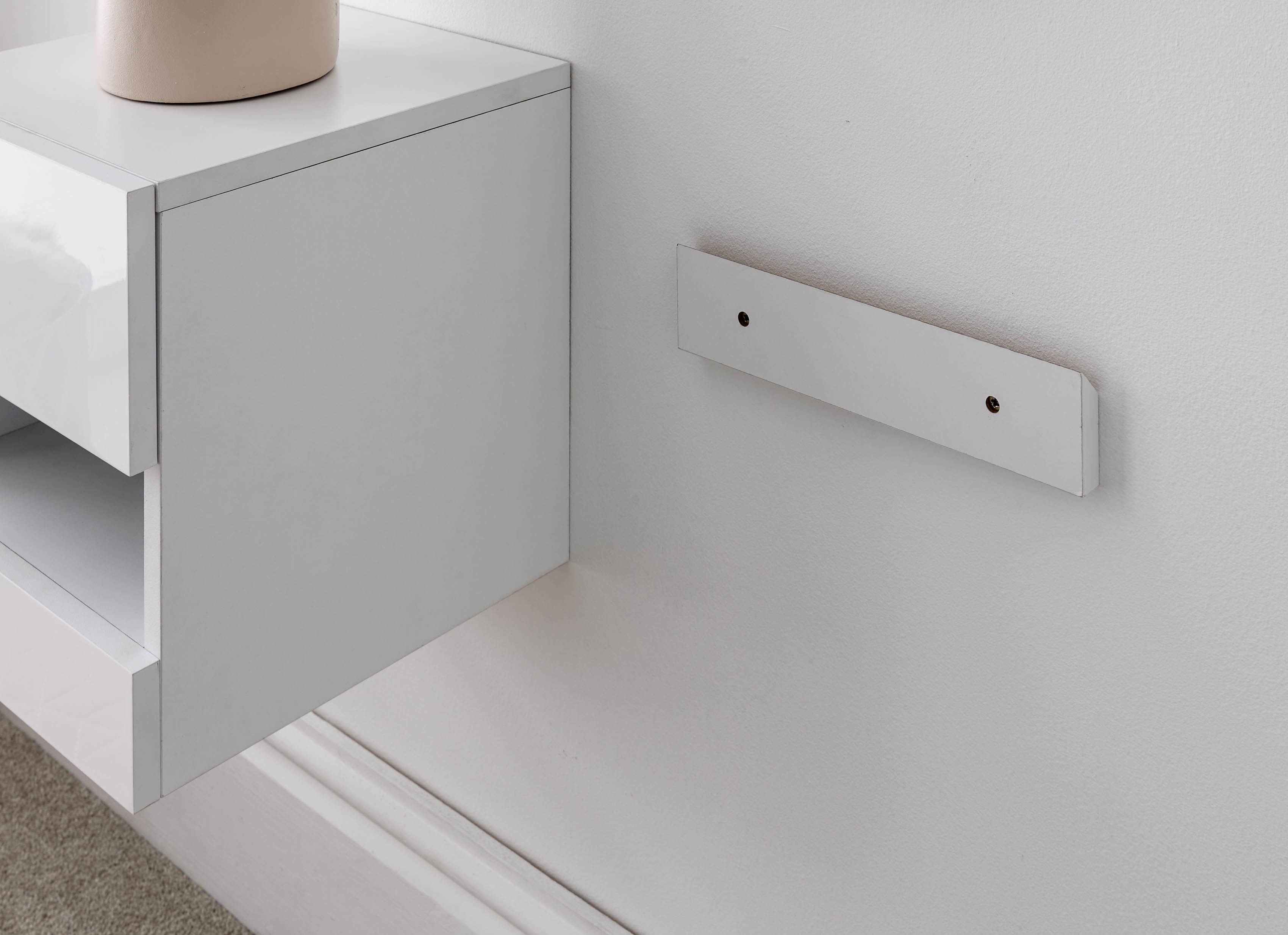 GFW Bedside Table Galicia Pair Of Wall Hanging Bedside Tables White Bed Kings