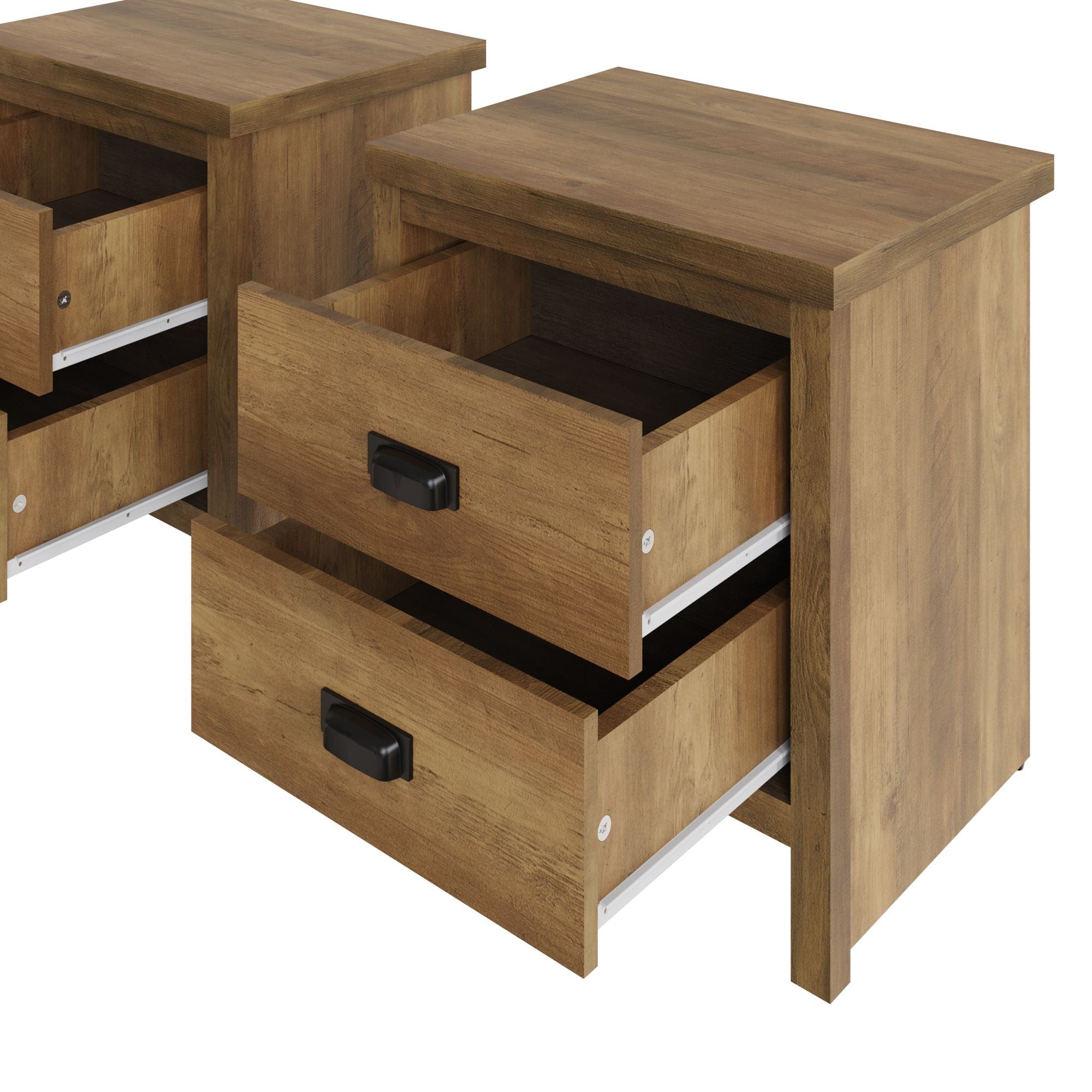 GFW Bedside Table Pair of Boston 2 Drawer Bedside Tables Knotty Oak Bed Kings