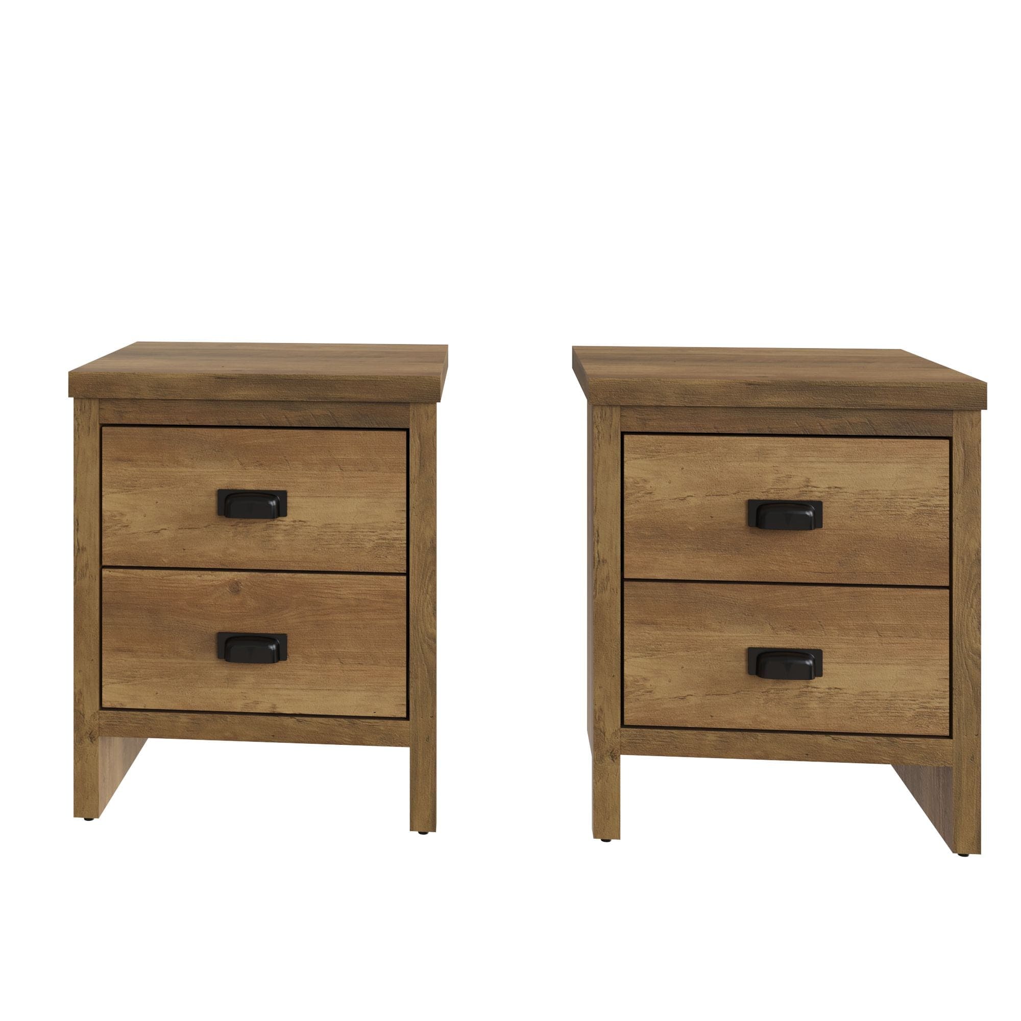 GFW Bedside Table Pair of Boston 2 Drawer Bedside Tables Knotty Oak Bed Kings