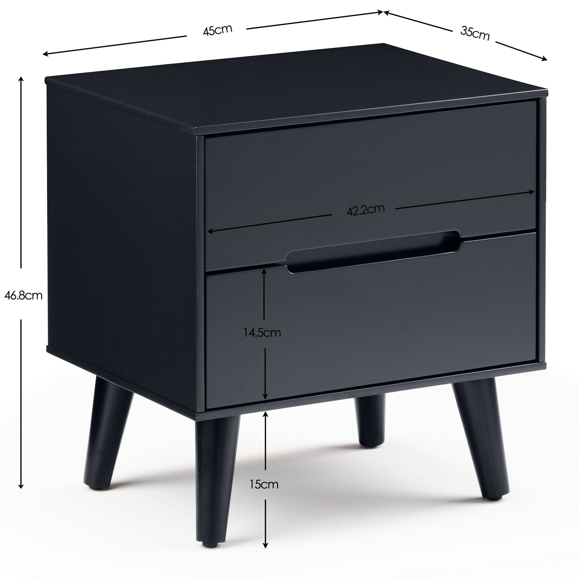 Julian Bowen Bedside Table Alicia 2 Drawer Bedside - Anthracite Bed Kings