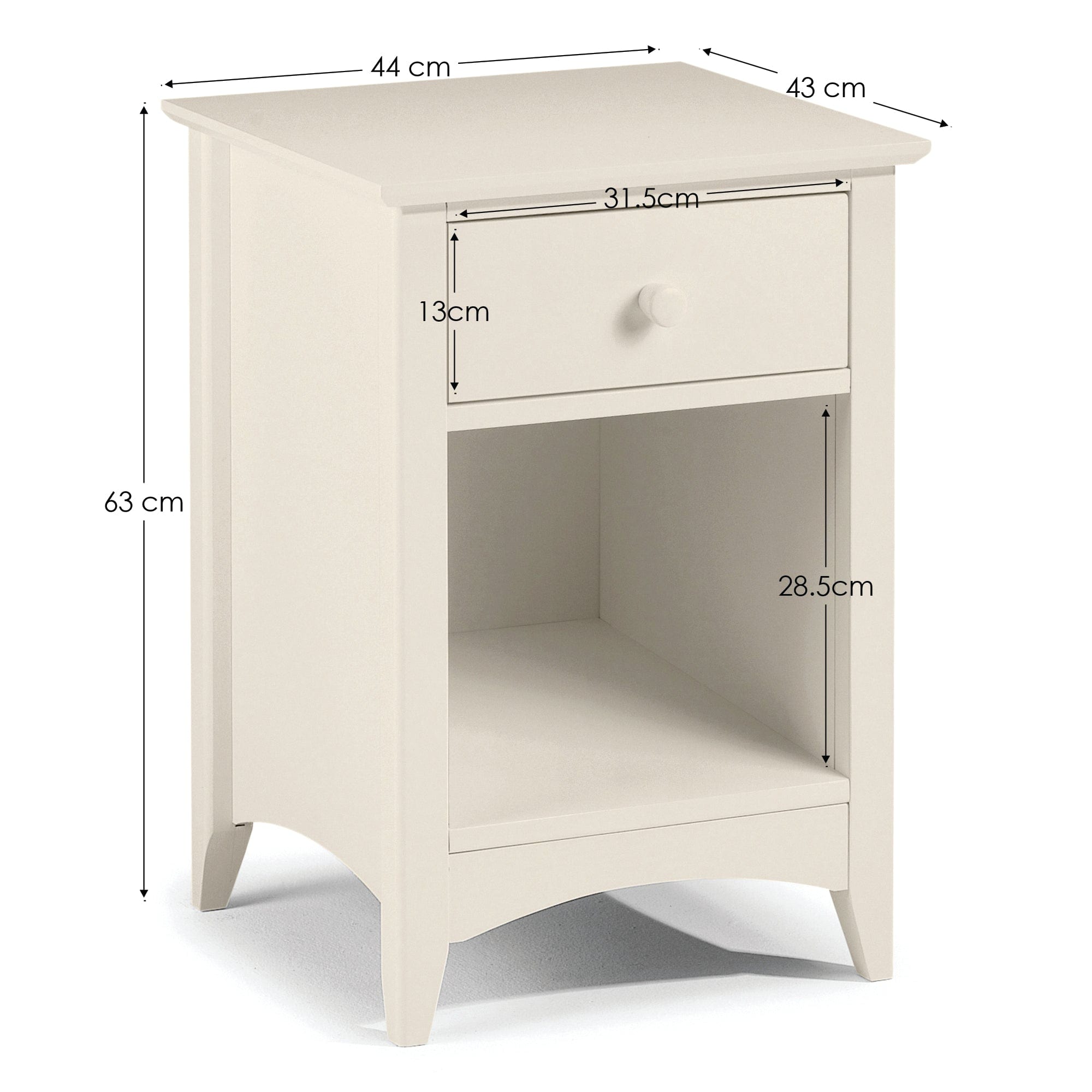 Julian Bowen Bedside Table Cameo 1 Drawer Bedside Bed Kings