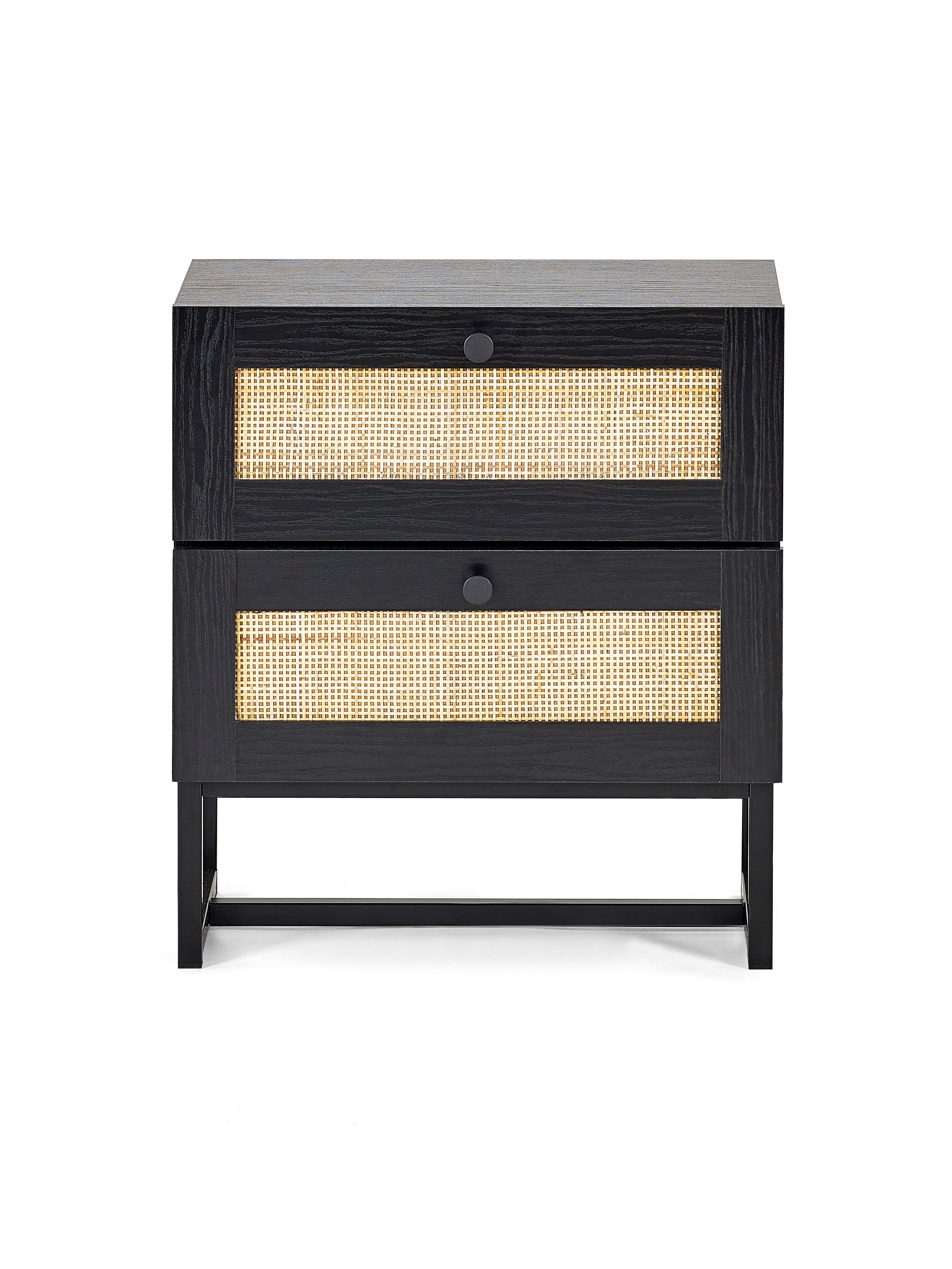 Julian Bowen Bedside Table Padstow 2 Drawer Bedside - Black Bed Kings