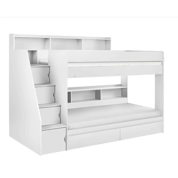 Julian Bowen Bunk Bed Single 90cm 3ft Camelot Staircase Bunk All White Bed Kings