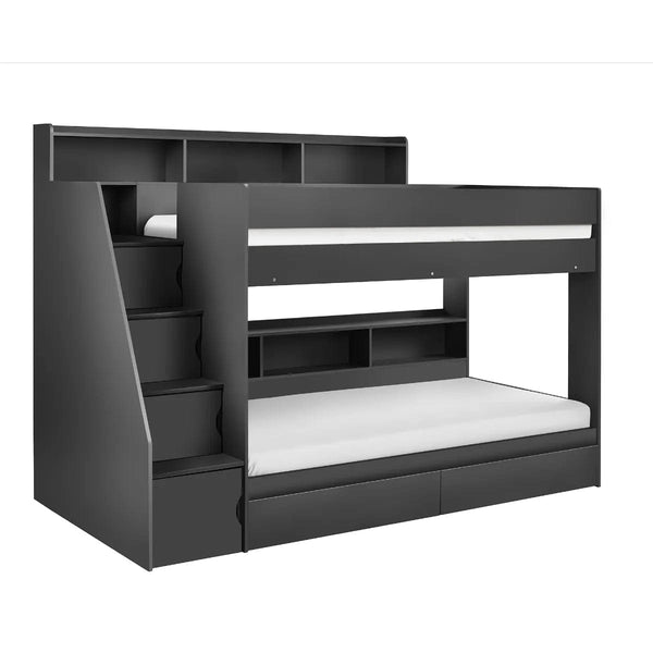 Julian Bowen Bunk Bed Single 90cm 3ft Camelot Staircase Bunk Anthracite Bed Kings
