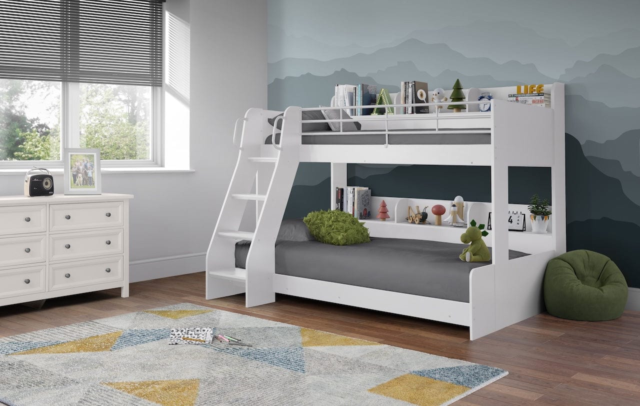 Julian Bowen Bunk Bed Single 90cm 3ft Domino Triple Sleeper White Bed Kings