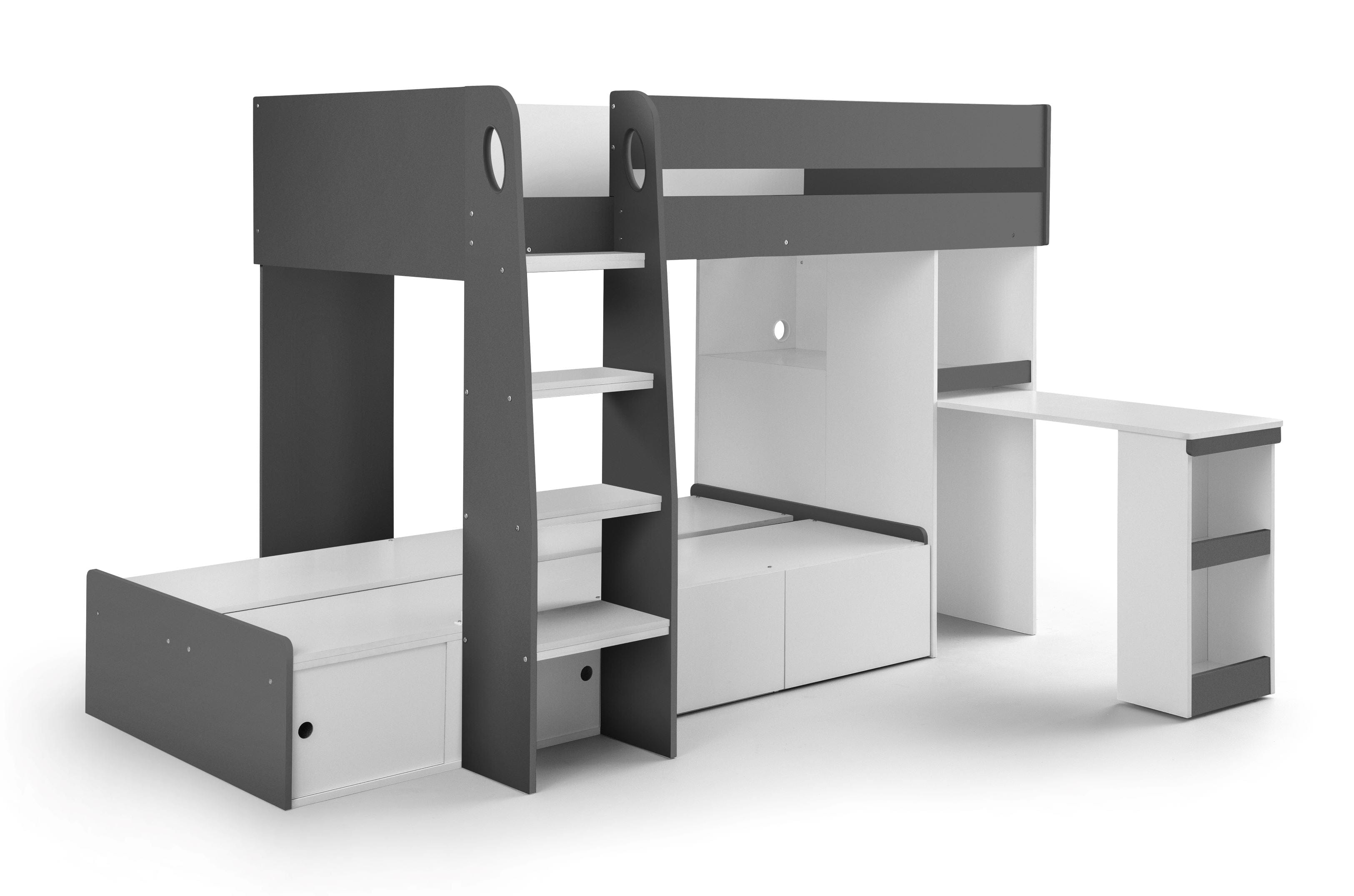 Julian Bowen Bunk Bed Single 90cm 3ft Eclipse Bunk Bed - Charcoal & White Bed Kings
