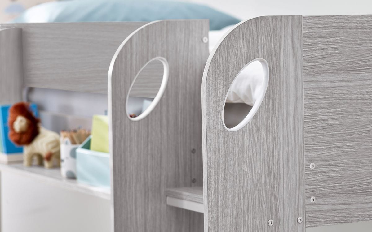 Julian Bowen Bunk Bed Single 90cm 3ft Mars Bunk & Underbed Grey Oak Bed Kings