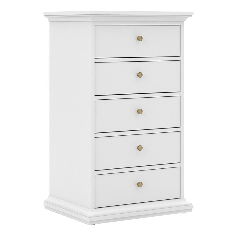 FTG Chest Of Drawers Paris Chest of 5 Drawers in White Bed Kings