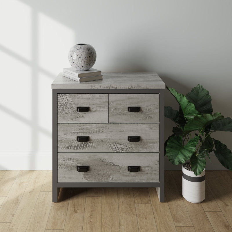 GFW Chest of Drawers Boston 2+2 Drawer Chest Grey Bed Kings