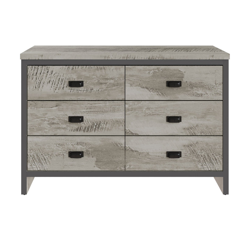 GFW Chest of Drawers Boston 3+3 Drawer Chest Grey Bed Kings