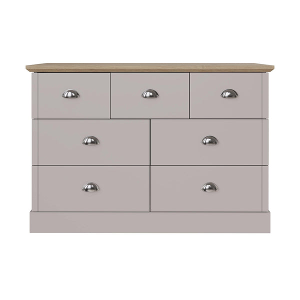 GFW Chest of Drawers Kendal 4+3 Drawer Chest Grey Bed Kings