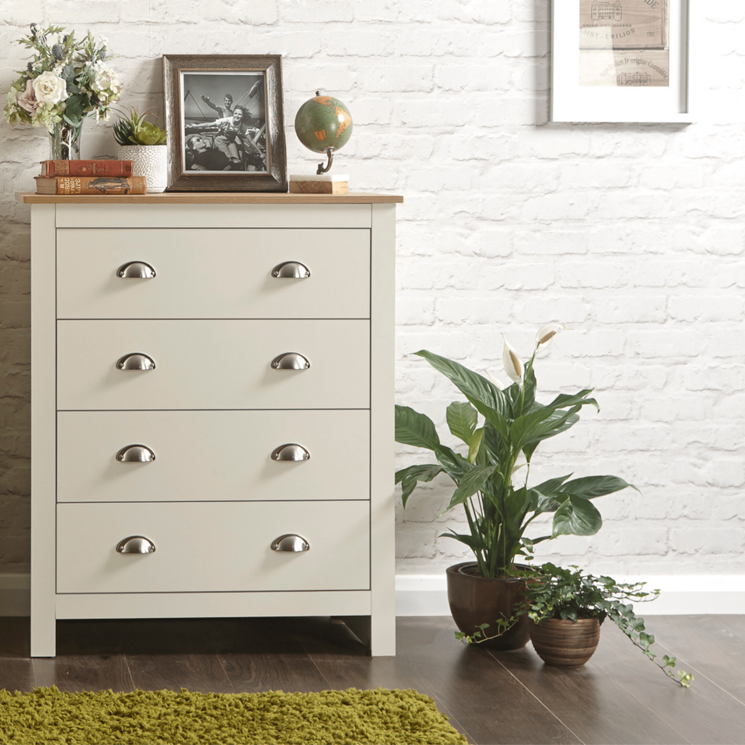 GFW Chest Of Drawers Lancaster 4 Drawer Chest Cream Bed Kings