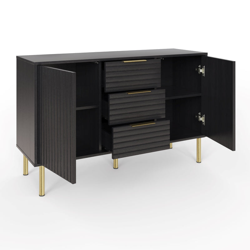 GFW Chest of Drawers Nervata Sideboard Black Bed Kings