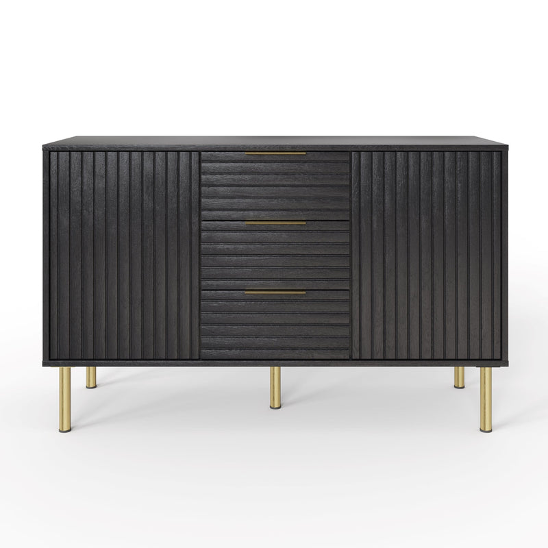 GFW Chest of Drawers Nervata Sideboard Black Bed Kings
