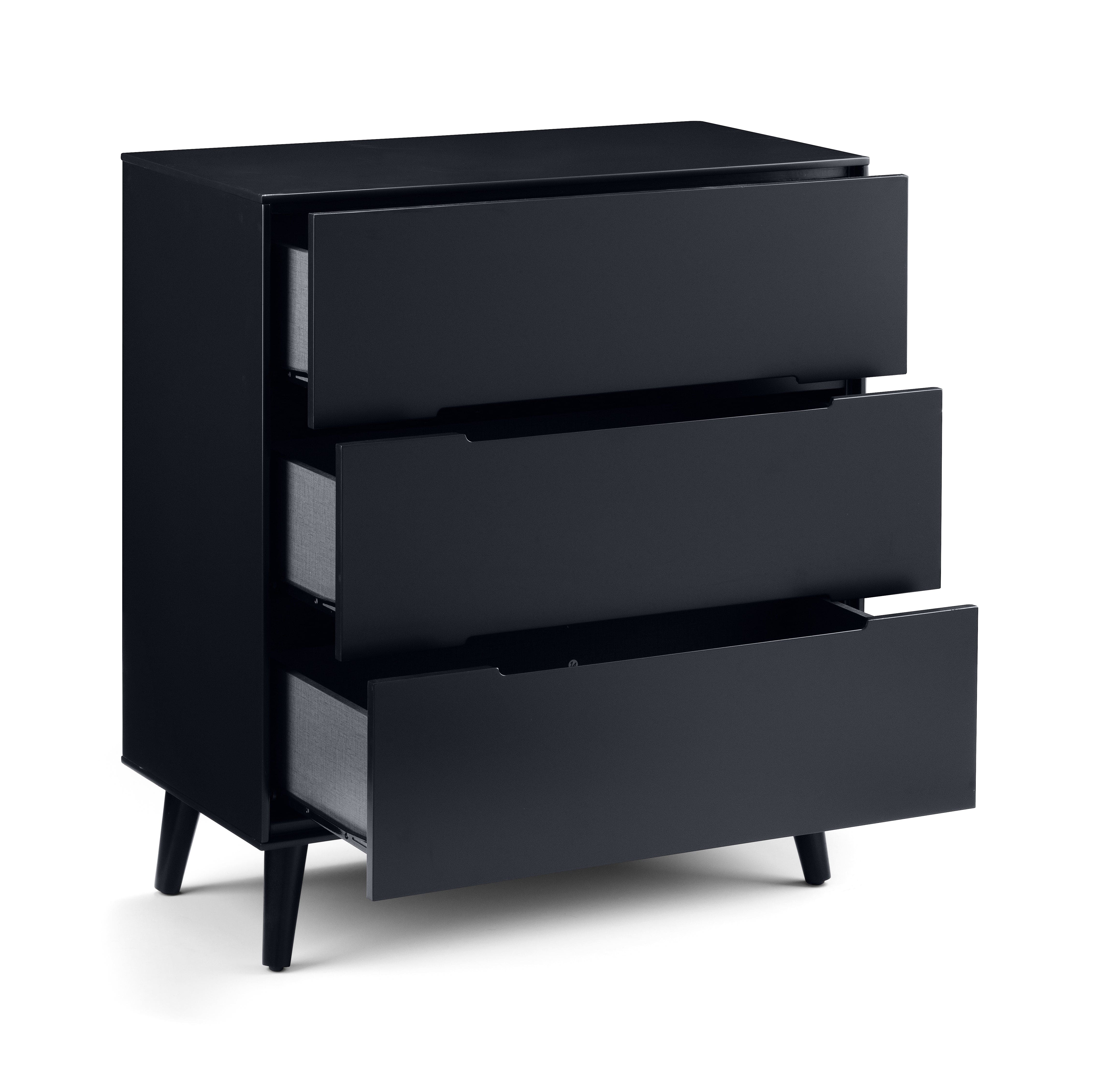 Julian Bowen Chest Of Drawers Alicia 3 Drawer Chest - Anthracite Bed Kings